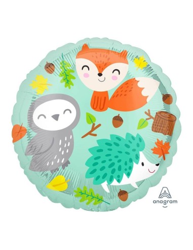 Palloncino mylar rotondo 18’’ Cm. 45 – Animali del bosco