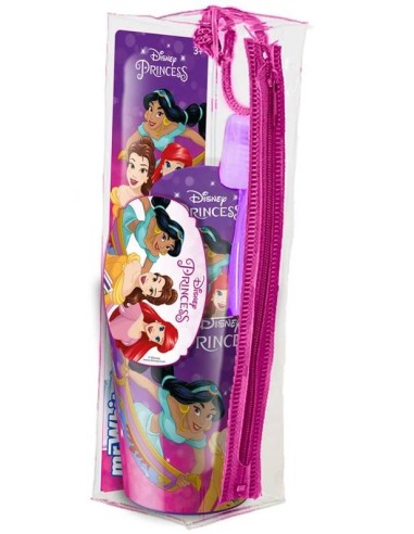 Pochette con spazzolino da denti + dentifricio + bicchiere - Principesse