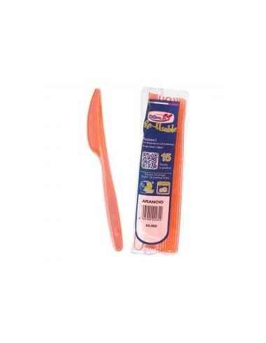 Coltello compact trasparente riutilizzabile - Confezione 15 pezzi - Arancione