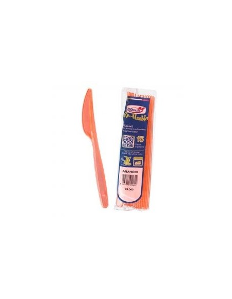 Coltello compact trasparente riutilizzabile - Confezione 15 pezzi - Arancione