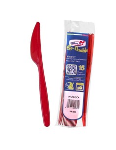 Coltello compact trasparente riutilizzabile - Confezione 15 pezzi - Rosso