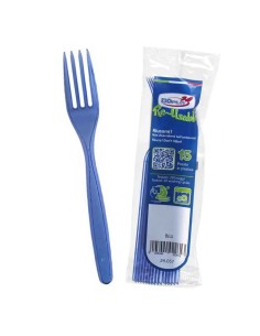 Forchetta compact trasparente riutilizzabile - Confezione 15 pezzi - Blu