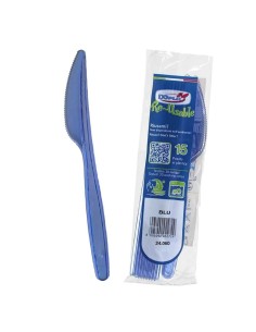 Coltello compact trasparente riutilizzabile - Confezione 15 pezzi - Blu