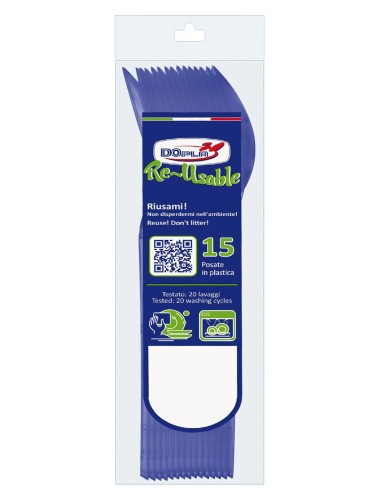 Cucchiaio compact trasparente riutilizzabile - Confezione 15 pezzi - Blu