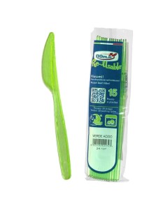 Coltello compact trasparente riutilizzabile - Confezione 15 pezzi - Verde