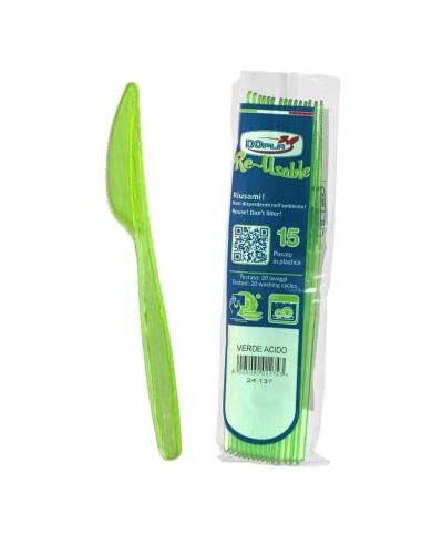 Coltello compact trasparente riutilizzabile - Confezione 15 pezzi - Verde