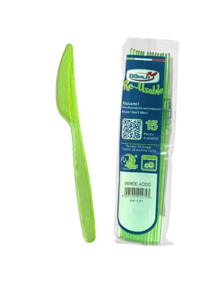 Coltello compact trasparente riutilizzabile - Confezione 15 pezzi - Verde