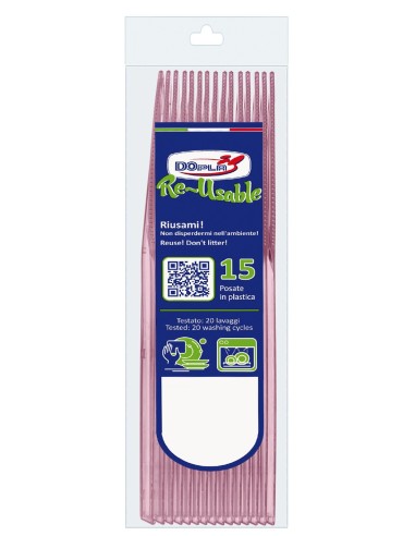 Coltello compact trasparente riutilizzabile - Confezione 15 pezzi - Rosa