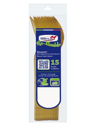 Cucchiaio compact trasparente riutilizzabile - Confezione 15 pezzi - Oro