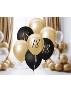 Palloncini lattice 12'' Black&Gold - 18 - Blister 7 pezzi 2