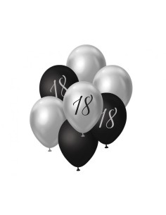 Palloncini lattice 12'' Black&Silver - 18 - Blister 7 pezzi