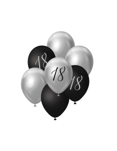 Palloncini lattice 12'' Black&Silver - 18 - Blister 7 pezzi