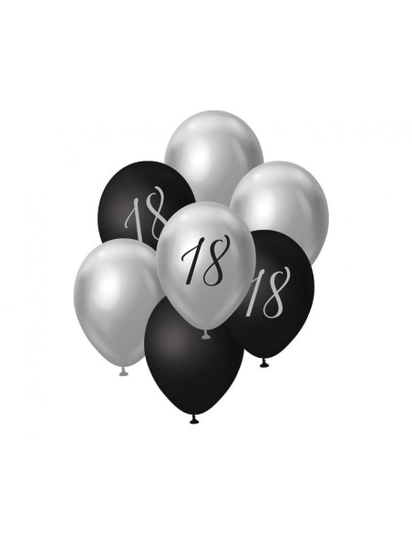 Palloncini lattice 12'' Black&Silver - 18 - Blister 7 pezzi