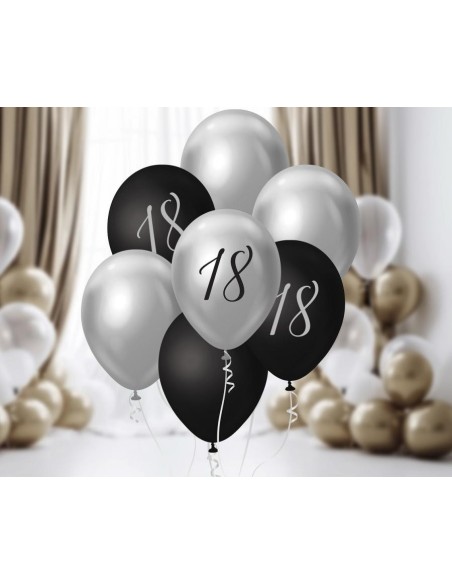 Palloncini lattice 12'' Black&Silver - 18 - Blister 7 pezzi