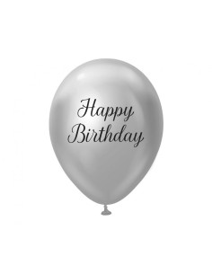 Palloncini lattice 12" Platinum Silver - Happy Birthday - Blister 5 pezzi 2