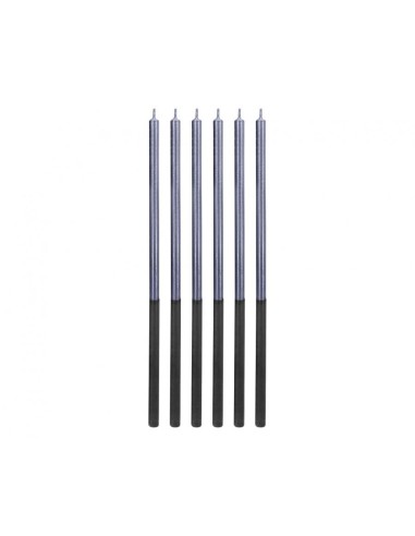 Candeline per torta sottili Cm. 14,5 - Blister 6 pezzi - Platinum Blue