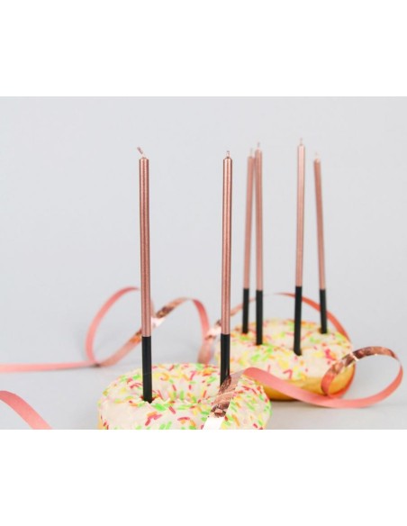 Candeline per torta sottili Cm. 14,5 - Blister 6 pezzi - Platinum Rosa Gold