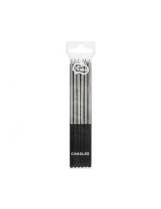 Candeline per torta sottili Cm. 14,5 - Blister 6 pezzi - Platinum Silver 2
