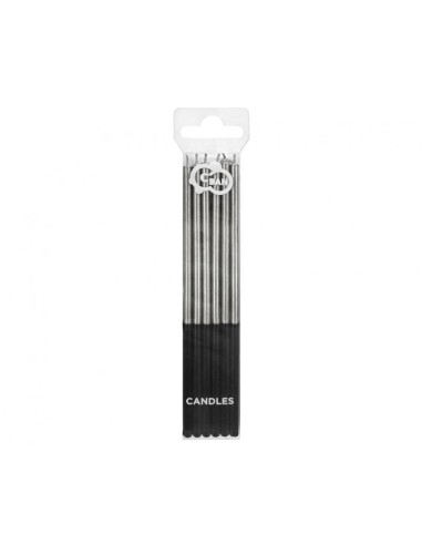 Candeline per torta sottili Cm. 14,5 - Blister 6 pezzi - Platinum Silver
