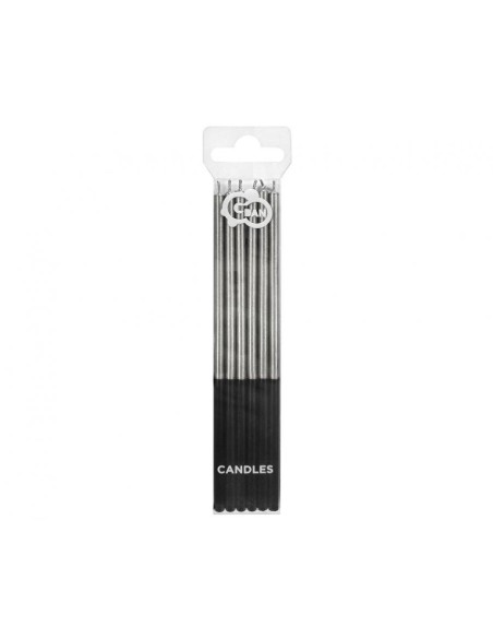 Candeline per torta sottili Cm. 14,5 - Blister 6 pezzi - Platinum Silver
