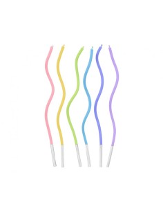 Candeline sottili swirl multicolor Cm. 16 - Blister 6 pezzi