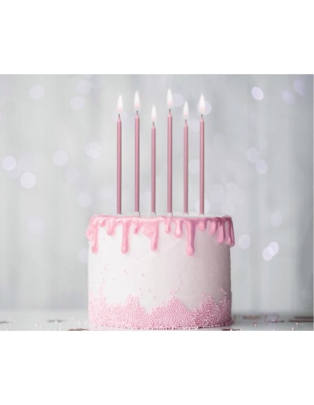 Candeline per torta stelo Cm. 14 - Rosa Gold - Blister 6 pezzi