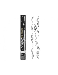 Cannone sparacoriandoli Cm. 40 - Stelle filanti metallizzate argento Silver