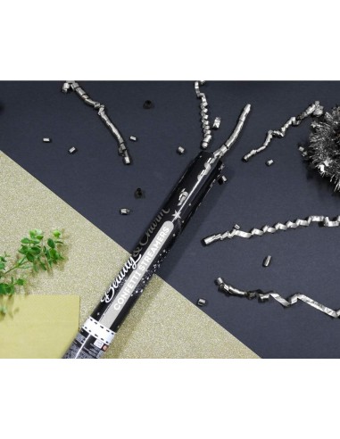 Cannone sparacoriandoli Cm. 40 - Stelle filanti metallizzate argento Silver
