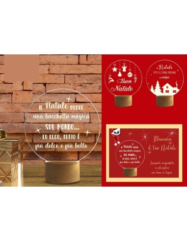 Lampada tavolo plex con base Natalizia Cm. 16x15 - Frasi assortite