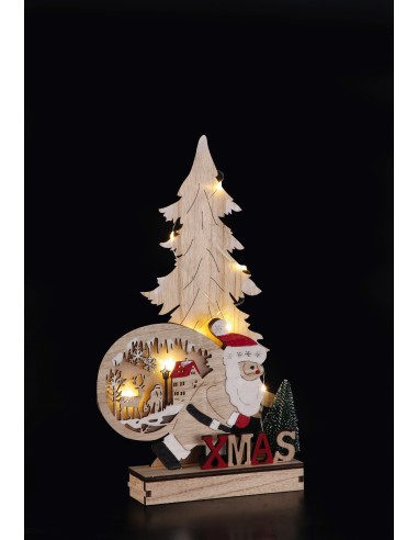 Scenario in mdf con led Babbo Natale/Renna Cm. 32x17 – Modelli assortiti
