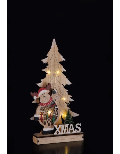 Scenario in mdf con led Babbo Natale/Renna Cm. 32x17 – Modelli assortiti