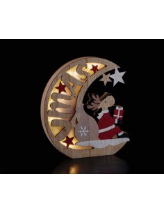Luna in mdf con led Babbo Natale/Renna Cm. 20x18 – Modelli assortiti 2