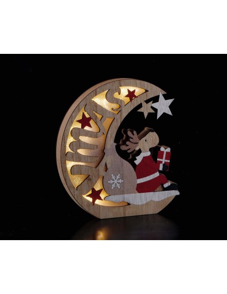 Luna in mdf con led Babbo Natale/Renna Cm. 20x18 – Modelli assortiti