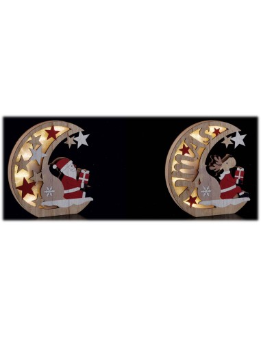 Luna in mdf con led Babbo Natale/Renna Cm. 20x18 – Modelli assortiti