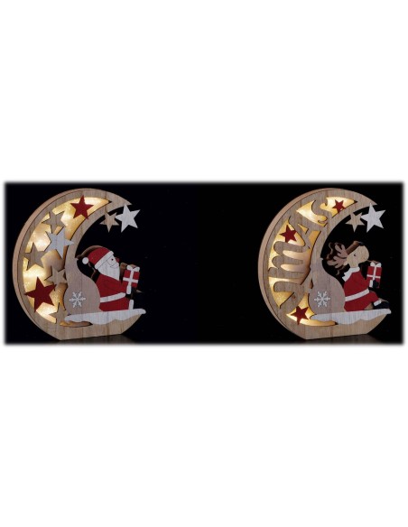 Luna in mdf con led Babbo Natale/Renna Cm. 20x18 – Modelli assortiti