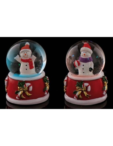Palla di neve natalizia con base decorata e led Cm. 5x7 – Modelli assortiti