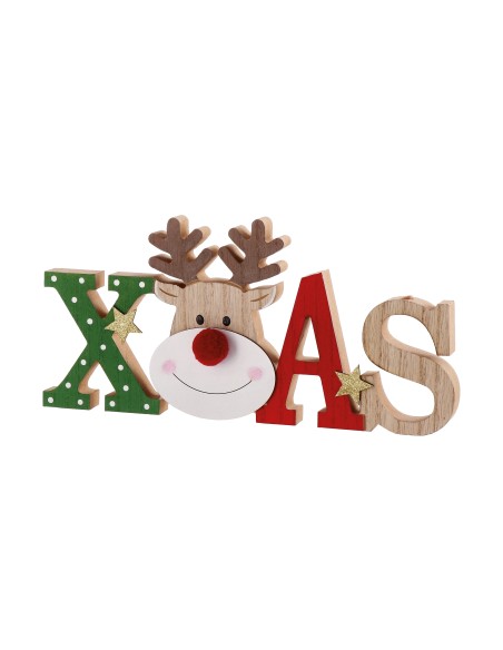 Scritta in mdf Xmas renna Cm. 30x14 – Colori assortiti