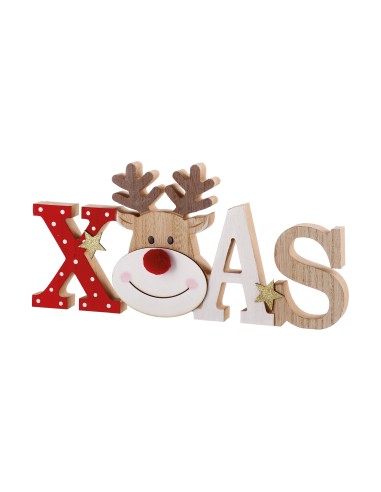 Scritta in mdf Xmas renna Cm. 30x14 – Colori assortiti