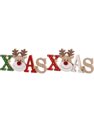 Scritta in mdf Xmas renna Cm. 30x14 – Colori assortiti