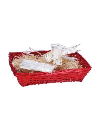 Kit cesto natalizio con paglia + cellophane + fiocco Cm. 46x33 – 3 colori