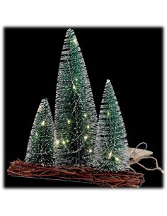 Decorazione con 3 alberi e 20 led Cm. 28x31