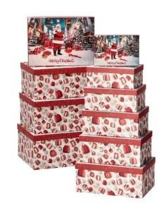 Set 10 scatole cartone deluxe Merry Christmas Babbo Natale