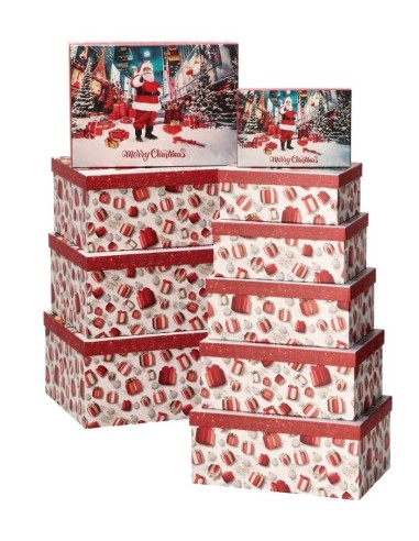 Set 10 scatole cartone deluxe Merry Christmas Babbo Natale