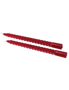 Set 2 candele torciglione metallizzate Cm. 30 in scatola - Rosse