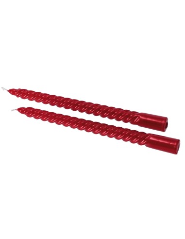 Set 2 candele torciglione metallizzate Cm. 30 in scatola - Rosse