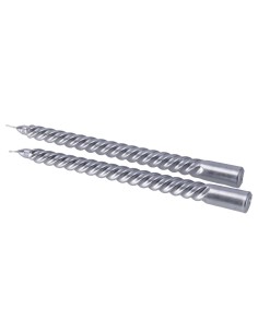 Set 2 candele torciglione metallizzate Cm. 30 in scatola - Argento