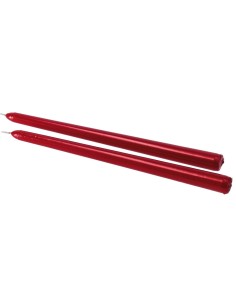 Set 2 candele stick lisce metallizzate Cm. 30 in scatola - Rosse