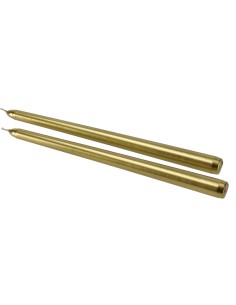 Set 2 candele stick lisce metallizzate Cm. 30 in scatola - Oro