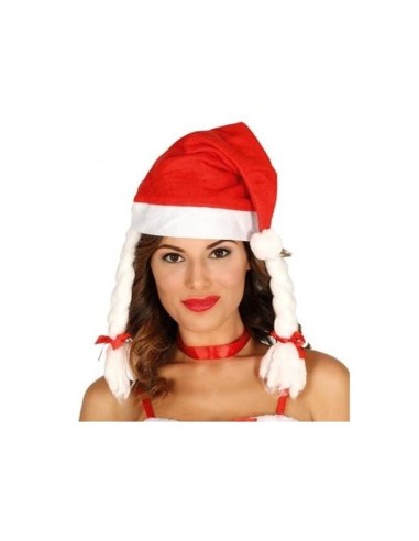 Cappello Babbo Natale con treccine lunghe
