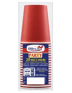Bicchieri carta 250 ML. Rosso - Confezione 20 pezzi